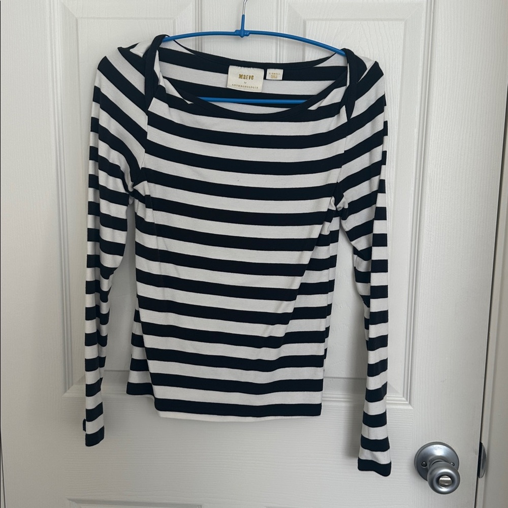 Maeve Monochrome Striped Long Sleeve Top